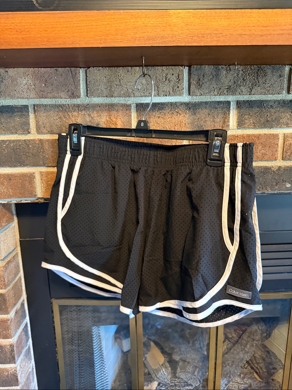 Calvin Klein Black Athletic Mesh Shorts with White Piping